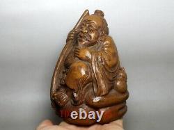 5.3 Old Antique Chinese Folk art Carved Bamboo root god of longevity man statue