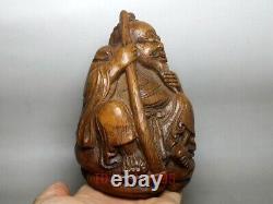 5.3 Old Antique Chinese Folk art Carved Bamboo root god of longevity man statue