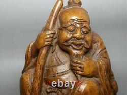 5.3 Old Antique Chinese Folk art Carved Bamboo root god of longevity man statue