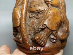 5.3 Old Antique Chinese Folk art Carved Bamboo root god of longevity man statue