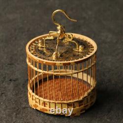 5.5 Collection Chinese Old Mottled Bamboo Hand Carving Katydid Cage Fine Statue