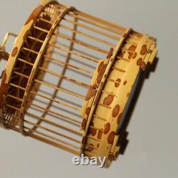 5.5 Collection Chinese Old Mottled Bamboo Hand Carving Katydid Cage Fine Statue