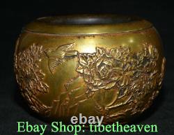5.6 Marked Old Chinese Copper Gold 24K Palace Flower Bird Incense Burners