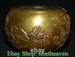 5.6 Marked Old Chinese Copper Gold 24K Palace Flower Bird Incense Burners