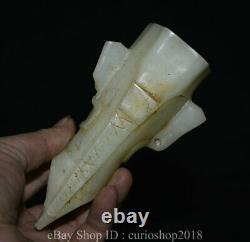5.8 Collect Old Chinese White Jade Carved Sanxingdui People Head Bust Statue