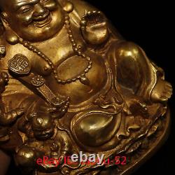 5.9Old Chinese antiques bronze gilt five son Maitreya Buddha statue