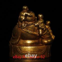 5.9Old Chinese antiques bronze gilt five son Maitreya Buddha statue