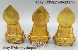 5 Chinese Buddhism Bronze Kwan-yin Sakyamuni Buddha Three saints Buddha Statue