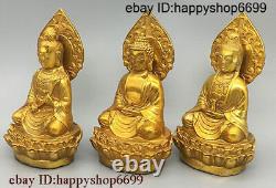 5 Chinese Buddhism Bronze Kwan-yin Sakyamuni Buddha Three saints Buddha Statue