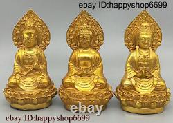 5 Chinese Buddhism Bronze Kwan-yin Sakyamuni Buddha Three saints Buddha Statue