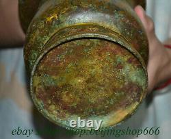 6.2 Old Chinese Bronze ware Gilt Dynasty Phoenix Zun Bottle Vase
