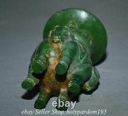 6.2 Old Chinese Green Jade Carving Dynasty Sheep Vessel Bottle Vase Zun