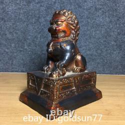 6.3Old Chinese antiques Pure copper Exquisite lions statue a pair