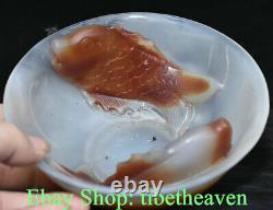 6.4 Boutique Chinese Natural Agate Chalcedony Carving Double Carp Fish Bowl