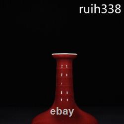 6.52 Old Chinese Kangxi of Qing Dynasty Red glaze Dazzle pattern bottle