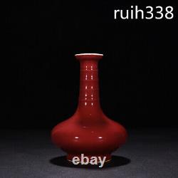 6.52 Old Chinese Kangxi of Qing Dynasty Red glaze Dazzle pattern bottle