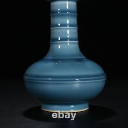 6.5 Chinese Antique Porcelain qing dynasty qianlong mark sky cyan glaze Vase