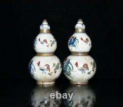 6.6 Chinese antique the Ming dynasty Chenghua Chicken print a pair Bottle gourd