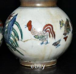 6.6 Chinese antique the Ming dynasty Chenghua Chicken print a pair Bottle gourd