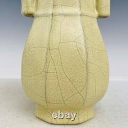 6.7 Chinese Porcelain Song dynasty guan kiln museum mark Yellow double ear Vase