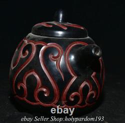 6.8 Marked Old Chinese Lacquerware Dynasty Handle Teapot Kettle