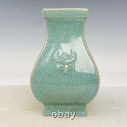 6.9 Chinese Old Porcelain Song dynasty ru kiln museum mark cyan Ice crack Vase