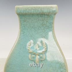 6.9 Chinese Old Porcelain Song dynasty ru kiln museum mark cyan Ice crack Vase