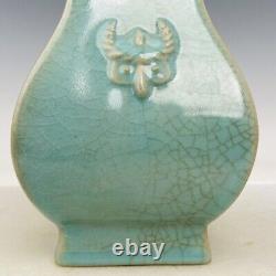 6.9 Chinese Old Porcelain Song dynasty ru kiln museum mark cyan Ice crack Vase