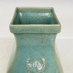 6.9 Chinese Old Porcelain Song dynasty ru kiln museum mark cyan Ice crack Vase