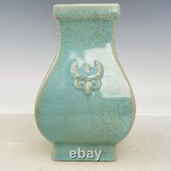 6.9 Chinese Old Porcelain Song dynasty ru kiln museum mark cyan Ice crack Vase