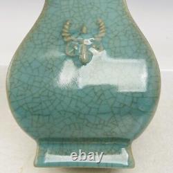 6.9 Chinese Old Porcelain Song dynasty ru kiln museum mark cyan Ice crack Vase