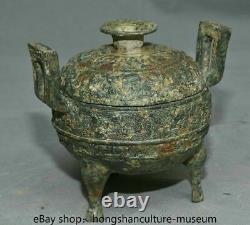 6 Chinese Bronze Ware Dynasty Dragon Beast Lid Handle Incense Burner Censer