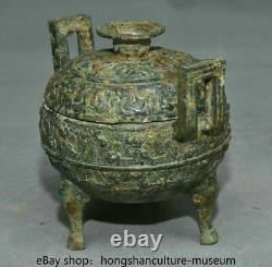 6 Chinese Bronze Ware Dynasty Dragon Beast Lid Handle Incense Burner Censer