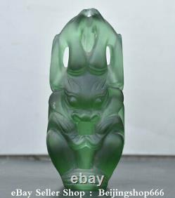 6 Chinese Hongshan Culture Green Crystal Carving Dragon Hook Sun God Statue
