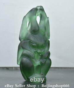 6 Chinese Hongshan Culture Green Crystal Carving Dragon Hook Sun God Statue