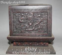 6 Chinese Wood Carving Dynasty Deagon Dragons Seal Signet Stamp Box Boxes