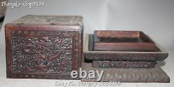 6 Chinese Wood Carving Dynasty Deagon Dragons Seal Signet Stamp Box Boxes