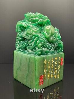 6 Natural Tianhuang Shoushan Stone Dragon Loong Beast Dynasty Seal Signer Stamp