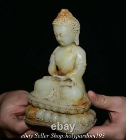 6 Old Chinese Jade Carved Shakyamuni Amitabha Buddha Statue Sculpture