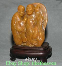 6 Old Chinese Shoushan Stone Carving Lohan Arhat Monk Buddha Cap Sculpture