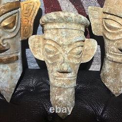 6 Rare Old Chinese Bronze Ware Dynasty Palace Sanxingdui Head Sculpture