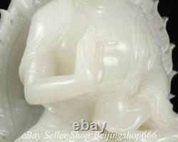 7.2 Chinese Natural Hetian White Jade Nephrite Carved Shakyamuni Buddha Statue