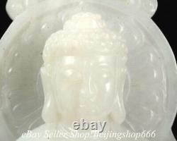 7.2 Chinese Natural Hetian White Jade Nephrite Carved Shakyamuni Buddha Statue