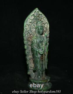 7.2 Old Chinese Green Jade Carving Kwan-yin Guan Yin Goddess Backlight Statue