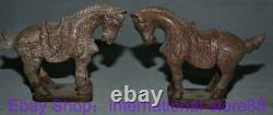 7.2 Rare Old Chinese Xiu Jade Carving Feng Shui Horse Lucky Statue Pair