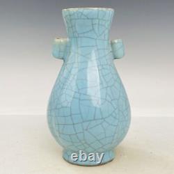 7.3 Chinese Porcelain Song dynasty ru kiln cyan glaze Ice crack double ear Vase