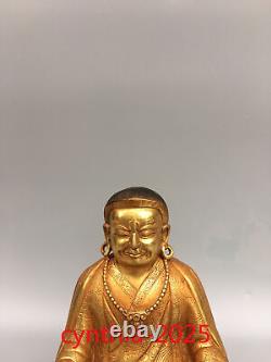 7.4Chinese Old antiques Pure copper gilding Marba Guru Buddha statue