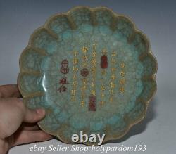 7.4 Ancient Chinese Song Dynasty Guan Kiln Porcelain Words Round Plate Tray