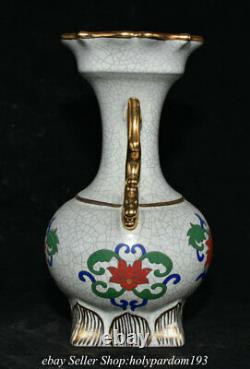 7.4 Old Chinese Song Dynasty Guan Kiln Porcelain Flower Double Ear Vase