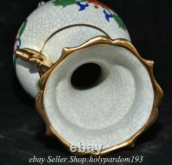 7.4 Old Chinese Song Dynasty Guan Kiln Porcelain Flower Double Ear Vase